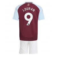 Camiseta Aston Villa Jhon Duran #9 Primera Equipación para niños 2024-25 manga corta (+ pantalones cortos)